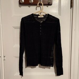 Black Sheer Long Sleeve Top